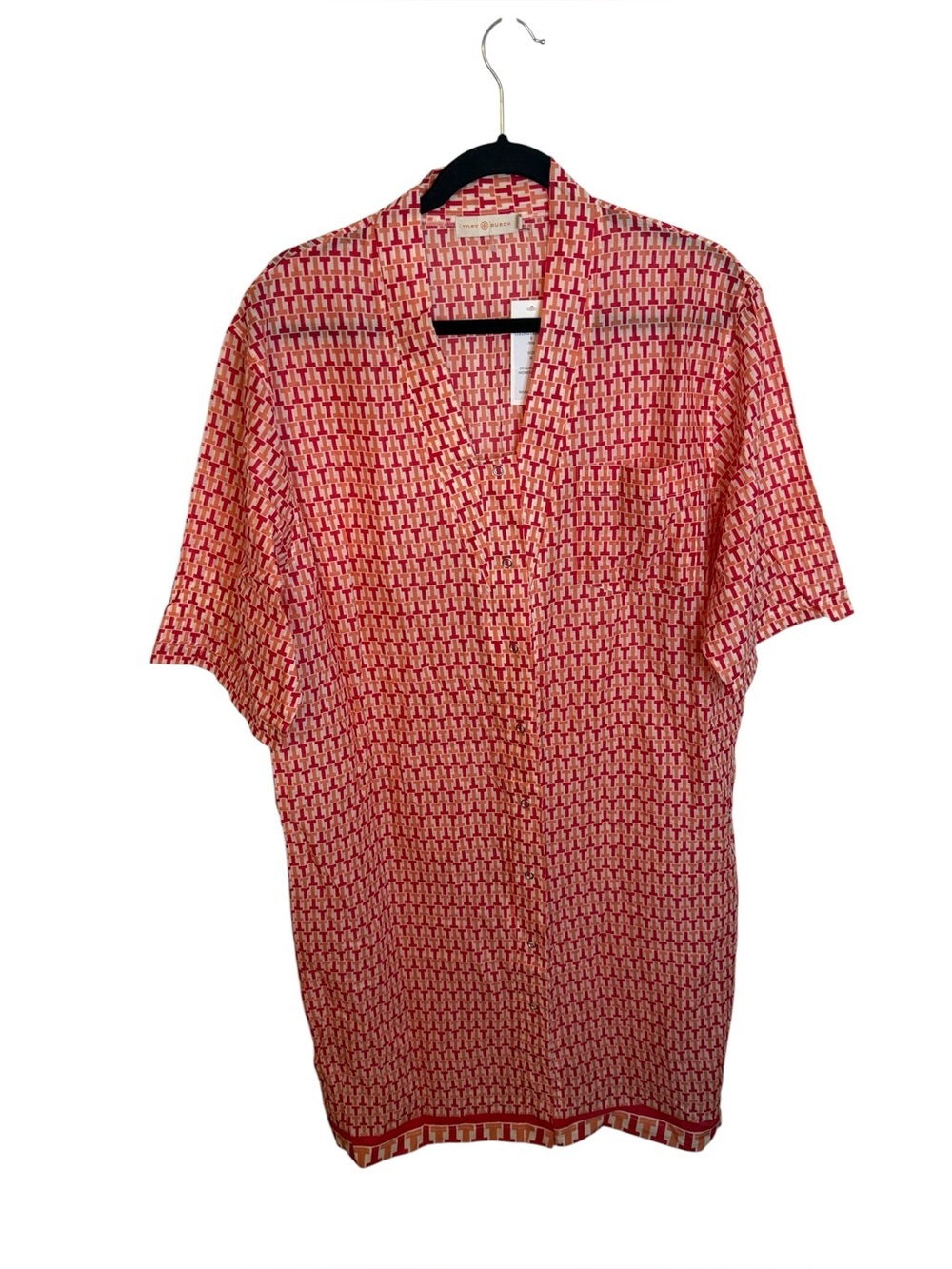 NWT Tory Burch T Monogram Cotton Snap Front Robe